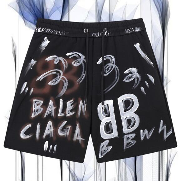 Balenciaga Black Graphic Shorts